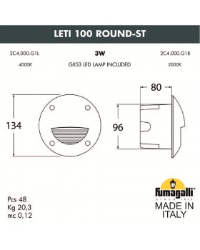 Светильник для подсветки лестниц встраиваемый FUMAGALLI LETI 100 Round-ST 2C4.000.000.AYG1L-foto4