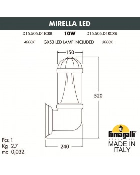 Светильник уличный настенный FUMAGALLI MIRELLA  D15.505.000.BXD1L.CRB