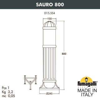 Садовый светильник-столбик FUMAGALLI SAURO 800  D15.554.000.VYF1R