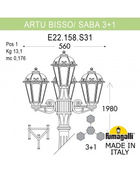 Садово-парковый фонарь FUMAGALLI ARTU BISSO/SABA 3+1 K22.158.S31.VXF1R