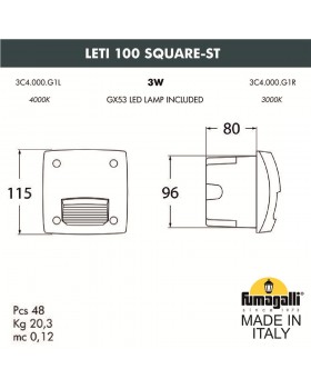 Светильник для подсветки лестниц встраиваемый FUMAGALLI LETI 100 Square-ST 3C4.000.000.AYG1L-foto2