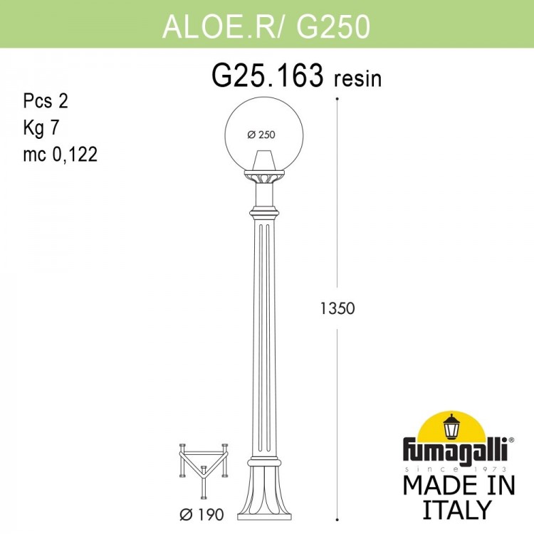 Садовый светильник-столбик FUMAGALLI ALOE`.R/G250 G25.163.000.WZF1R