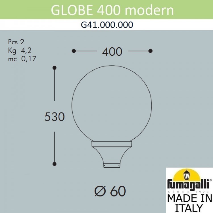 Уличный фонарь на столб FUMAGALLI GLOBE 400 modern G41.000.000.LYE27