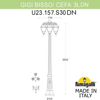 Садово-парковый фонарь FUMAGALLI GIGI BISSO/CEFA 3L DN U23.156.S30.VXF1R DN
