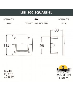 Светильник для подсветки лестниц встраиваемый FUMAGALLI LETI 100 Square-EL 3C3.000.000.WYG1L-foto4