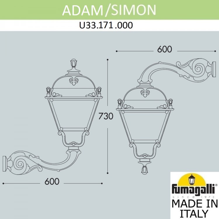 Светильник уличный настенный FUMAGALLI ADAM/SIMON U33.171.000.AYH27