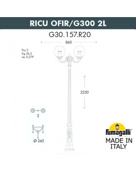 Садово-парковый фонарь FUMAGALLI RICU OFIR/G300 2L G30.157.R20.AYF1R-foto14