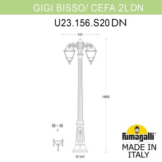 Садово-парковый фонарь FUMAGALLI BISSO/CEFA 2L DN U23.156.S20.VXF1RDN
