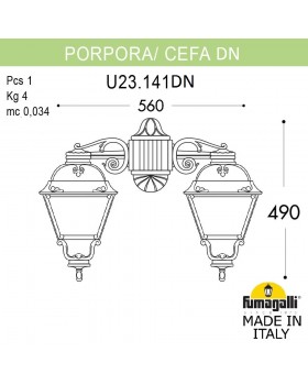 Светильник уличный настенный FUMAGALLI PORPORA/CEFA DN U23.141.000.BXF1RDN