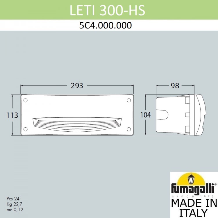 Светильник для подсветки лестниц встраиваемый FUMAGALLI LETI 300-HS 5C4.000.000.AYF1R