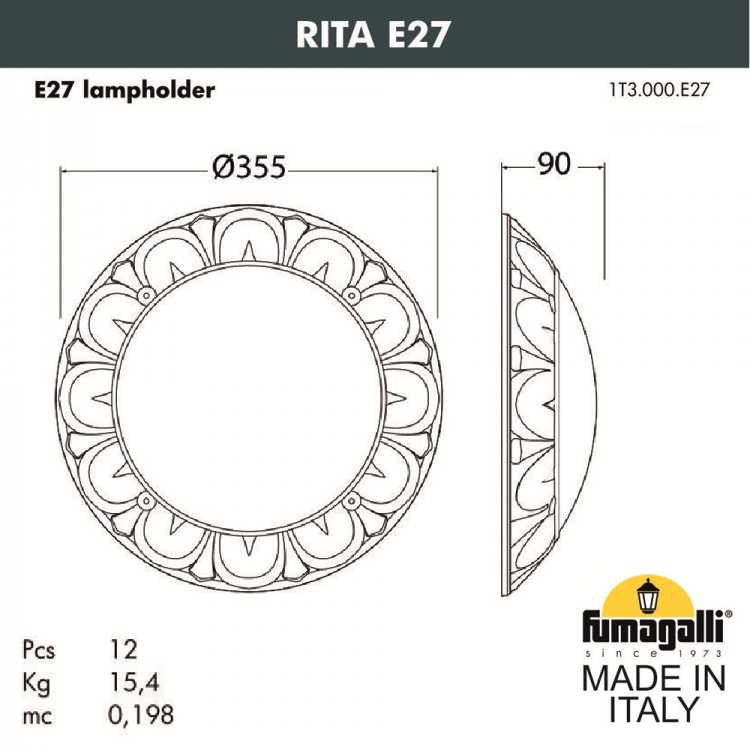 Уличное бра FUMAGALLI RITA 1T3.000.000.BYE27