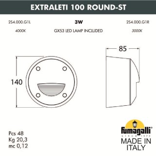 Светильник для подсветки лестниц накладной FUMAGALLI EXTRALETI 100 Round-ST 2S4.000.000.LYG1L-foto2