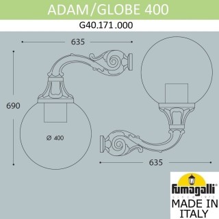 Светильник уличный настенный FUMAGALLI ADAM/GLOBE 400 G40.171.000.AYE27-foto2