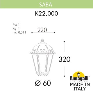 Уличный фонарь на столб FUMAGALLI SABA K22.000.000.VYF1R