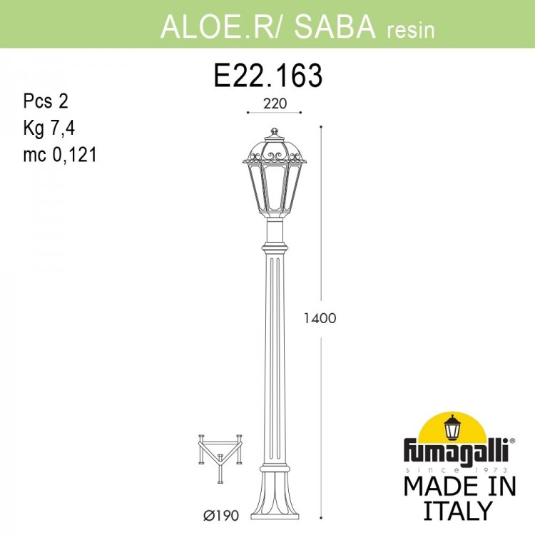 Садовый светильник-столбик FUMAGALLI ALOE.R/SABA K22.163.000.WYF1R