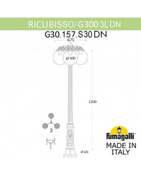 Садово-парковый фонарь FUMAGALLI RICU BISSO/G300 3L DN G30.157.S30.VZF1RDN