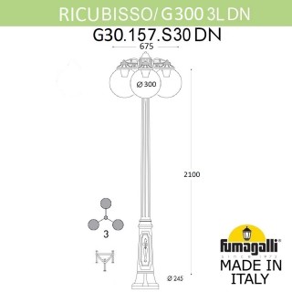 Садово-парковый фонарь FUMAGALLI RICU BISSO/G300 3L DN G30.157.S30.VZF1RDN