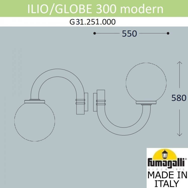 Светильник уличный настенный FUMAGALLI ILIO/GLOBE 400 modern G31.251.000.AYE27