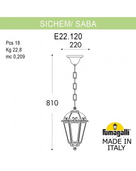 Подвесной уличный светильник FUMAGALLI SICHEM/SABA K22.120.000.VYF1R