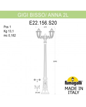 Садово-парковый фонарь FUMAGALLI GIGI BISSO/ANNA 2L E22.156.S20.WYF1R-foto6
