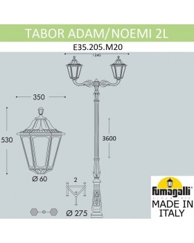 Парковый фонарь FUMAGALLI TABOR ADAM/NOEMI 2L E35.205.M20.AYH27-foto6