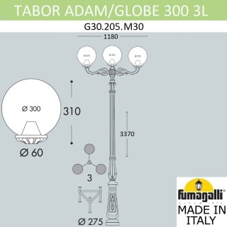 Парковый фонарь FUMAGALLI TABOR ADAM/GLOBE 300 3L  G30.205.M30.AYF1R-foto10