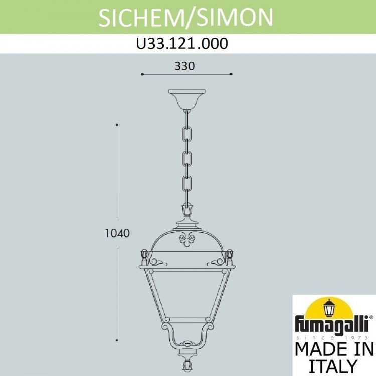Подвесной уличный светильник FUMAGALLI SICHEM/SIMON U33.121.000.AYH27