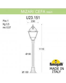 Садовый светильник-столбик FUMAGALLI MIZAR.R/CEFA U23.151.000.VYF1R