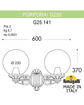 Светильник уличный настенный FUMAGALLI PORPORA/G250 G25.141.000.BZF1R