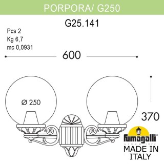 Светильник уличный настенный FUMAGALLI PORPORA/G250 G25.141.000.BZF1R