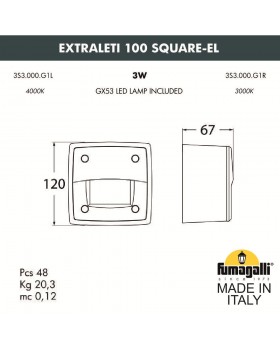 Светильник для подсветки лестниц накладной FUMAGALLI EXTRALETI 100 Square-EL 3S3.000.000.WYG1L-foto2