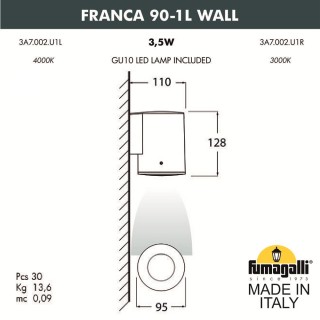 Светильник уличный настенный FUMAGALLI FRANCA 90-1L WALL 3A7.002.000.AXU1L-foto14