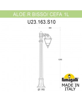 Садовый светильник-столбик FUMAGALLI ALOE.R/CEFA 1L U23.163.S10.VYF1R