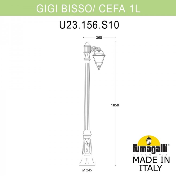 Садово-парковый фонарь FUMAGALLI GIGI BISSO/CEFA 1L U23.156.S10.WYF1R