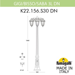 Садово-парковый фонарь FUMAGALLI GIGI BISSO/SABA 3L DN K22.156.S30.VYF1RDN