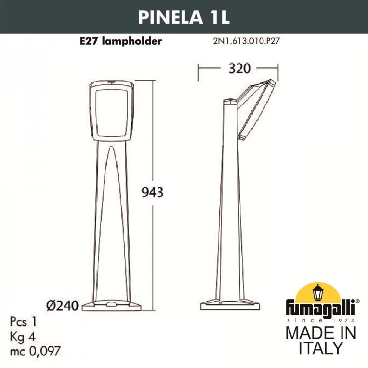 Садовый светильник-столбик FUMAGALLI PINELA 1L 2N1.613.010.AYF1R