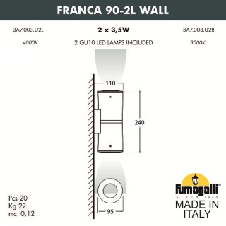 Светильник уличный настенный FUMAGALLI FRANCA 90-2L WALL 3A7.003.000.AXU2L-foto2