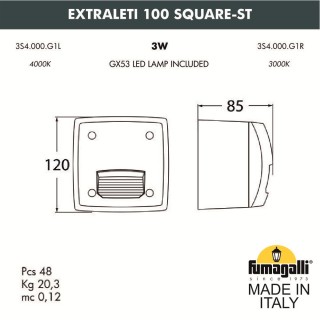 Светильник для подсветки лестниц накладной FUMAGALLI EXTRALETI 100 Square--ST 3S4.000.000.LYG1L-foto4