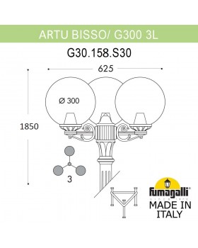 Садово-парковый фонарь FUMAGALLI ARTU BISSO/G300 3L G30.158.S30.VYF1R