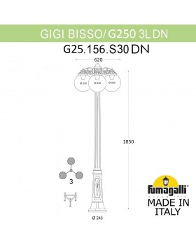 Садово-парковый фонарь FUMAGALLI GIGI BISSO/G250 3L DN. G25.156.S30.VXF1RDN