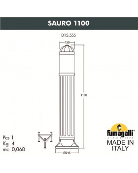Садовый светильник-столбик FUMAGALLI SAURO 1100  D15.555.000.VYF1R
