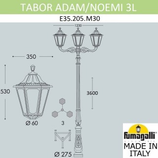 Парковый фонарь FUMAGALLI TABOR ADAM/NOEMI 2L  E35.205.M30.AXH27-foto2