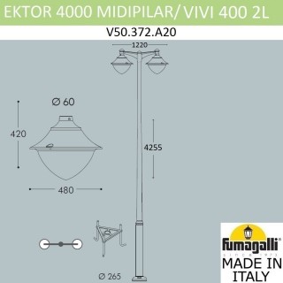 Парковый фонарь FUMAGALLI EKTOR 4000/MIDIPILAR/VIVI 2L LED GX-53 V50.372.A20.LXD6L-foto8