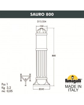 Садовый светильник-столбик FUMAGALLI SAURO 800  D15.554.000.VXF1R.FRA