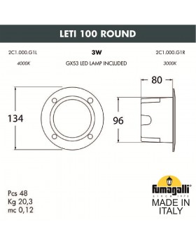 Светильник для подсветки лестниц встраиваемый FUMAGALLI LETI 100 Round 2C1.000.000.AYG1L-foto3