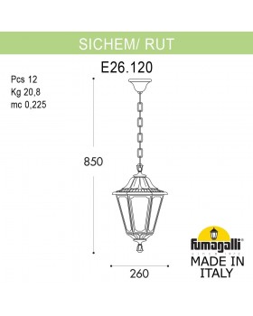 Подвесной уличный светильник FUMAGALLI SICHEM/RUT E26.120.000.VXF1R