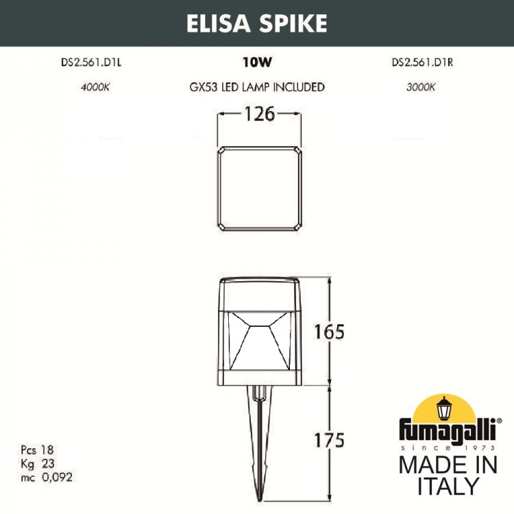 Ландшафтный светильник FUMAGALLI ELISA SPIKE DS2.561.000.AXD1L