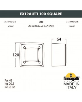 Светильник для подсветки лестниц накладной FUMAGALLI EXTRALETI 100 Square 3S1.000.000.LYG1L-foto6