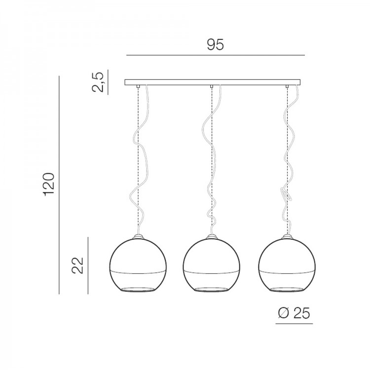 Подвесная люстра Azzardo Silver ball 3 line AZ4751