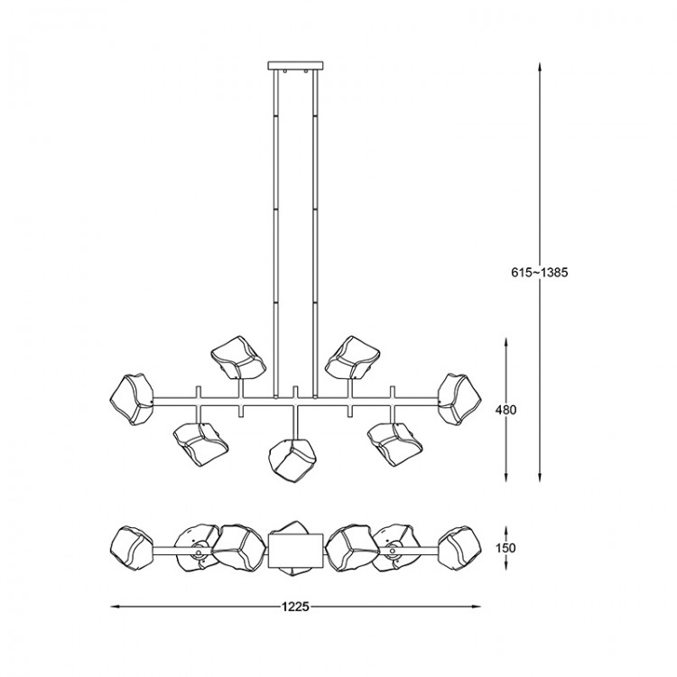 Подвесная люстра  Zumaline ROCK P0488-07T-SEAC